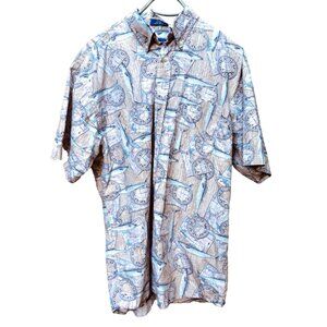 Pendelton Mens Cotton Fishing Hawiian Style Camp Shirt Caribbean Vibe Sz L